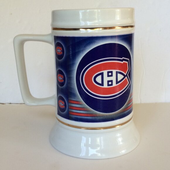 Montreal Canadiens NHL Team Beer Stein Mug Handle Ceramic White Logo - Picture 3 of 7